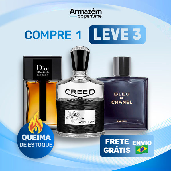 3 Perfumes Masculinos (100ml) -  Creed Aventus | Dior Homme Intense | Bleu de Chanel (5 Anos Armazém do Perfume)