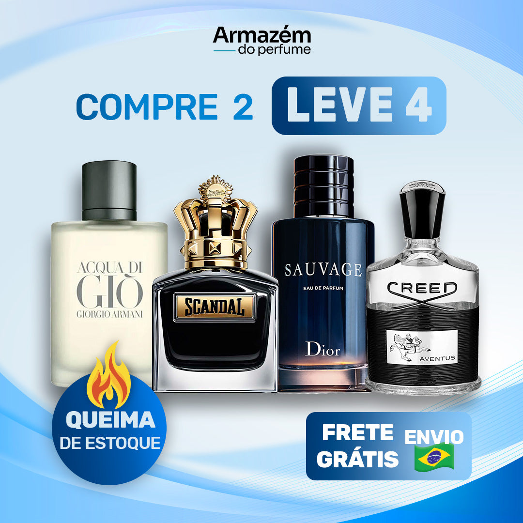 4 Perfumes Masculinos (100ml) - Scandal | Sauvage | Giorgi Armani | Creed (5 Anos Armazém do Perfume)