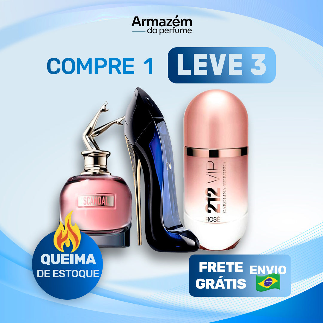 3 Perfumes Femininos (100ml) - Scandal | Good Girl | 212 Rose (5 Anos Armazém do Perfume)