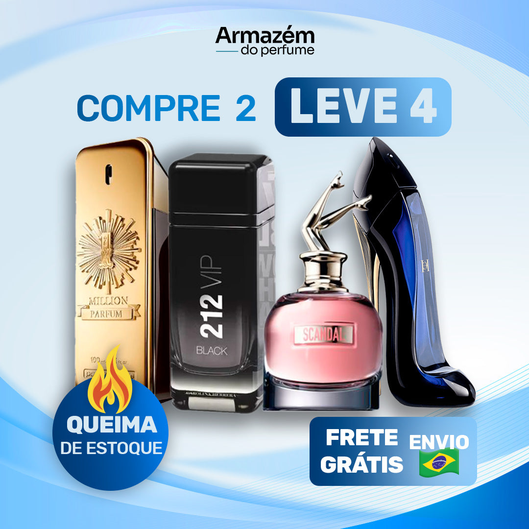 4 Perfumes Importados (100ml) - 1 Million | Scandal | Good girl | 212 VIP Black (5 Anos Armazém do Perfume)