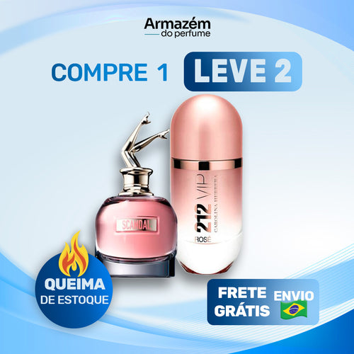 2 Perfumes Femininos (100ml) - 212 VIP Rosé | Scandal (5 Anos Armazém do Perfume)